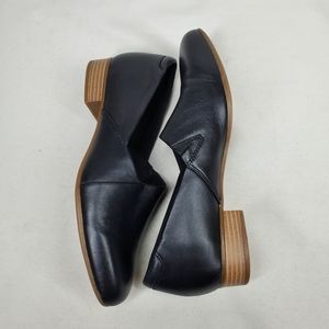 Women's 9 Clark' Ultimate Comfort Collection Black Leather Loafers Modern Career